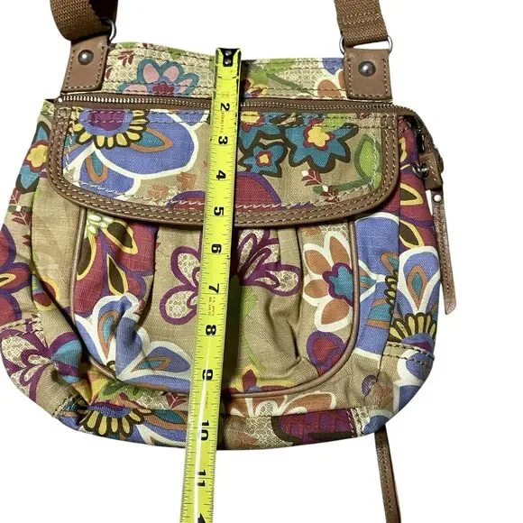 Vintage Fossil Crossbody Shoulder Messenger Canvas Bag Floral Boho Hippie Purse - Picture 13 of 16